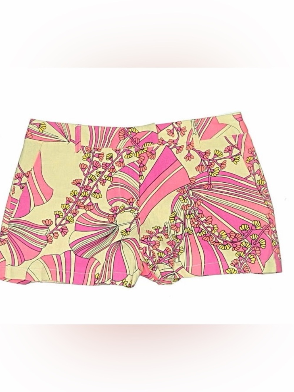 NWT Julie Brown NYC Pink and Cream Floral Linen Shorts Sz.2